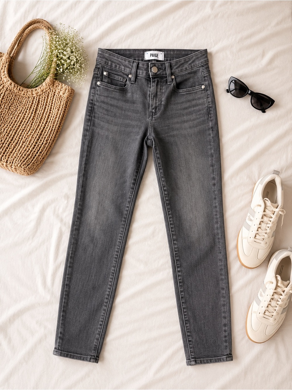 Paige Verdugo Ankle Skinny Jeans Gray Wash Women’s 25 Stretch Denim Minimalist